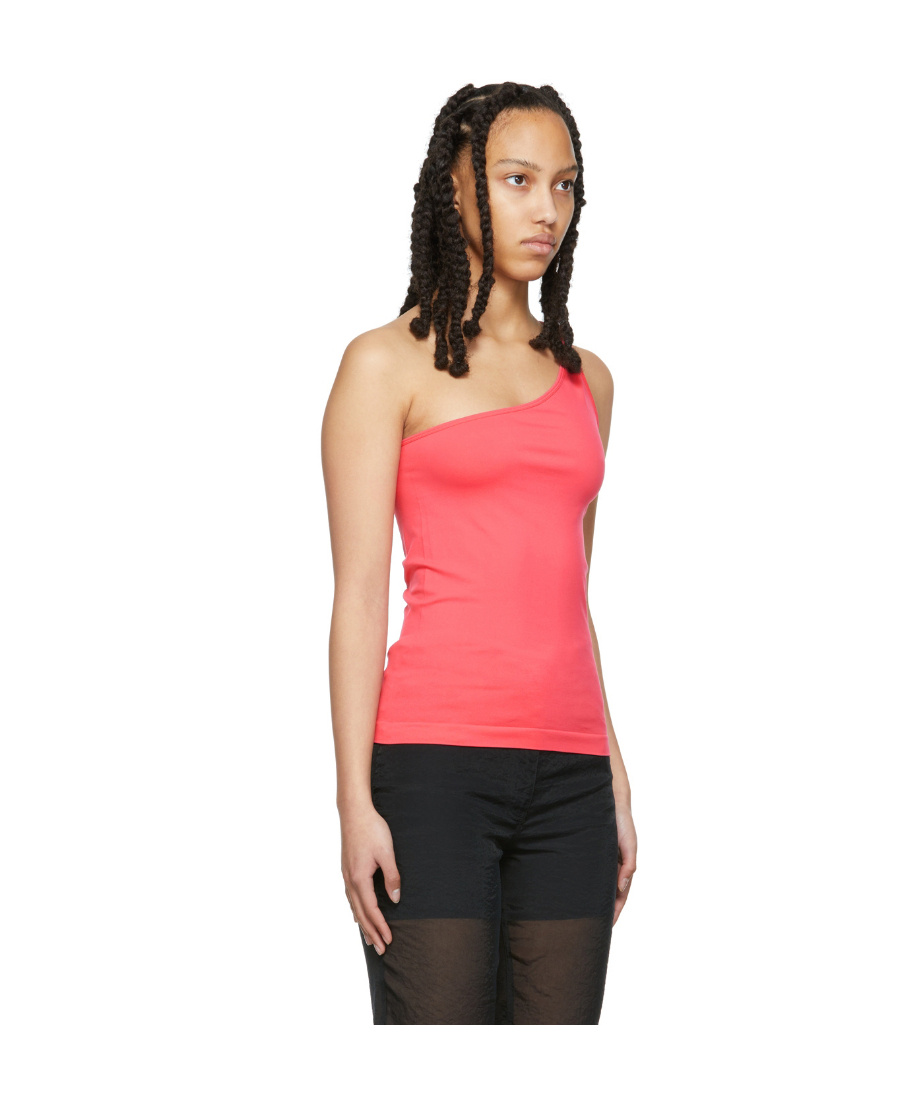 Helmut Lang Twisted One-shoulder Tank Top In Pink