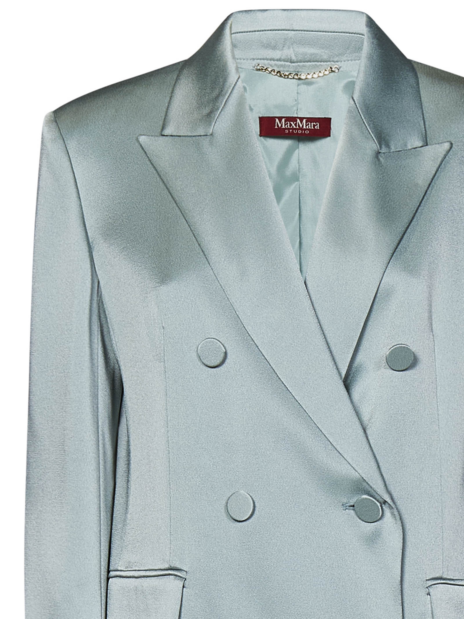 Shop Max Mara Studio Teiera Double-breasted Blazer In Gray