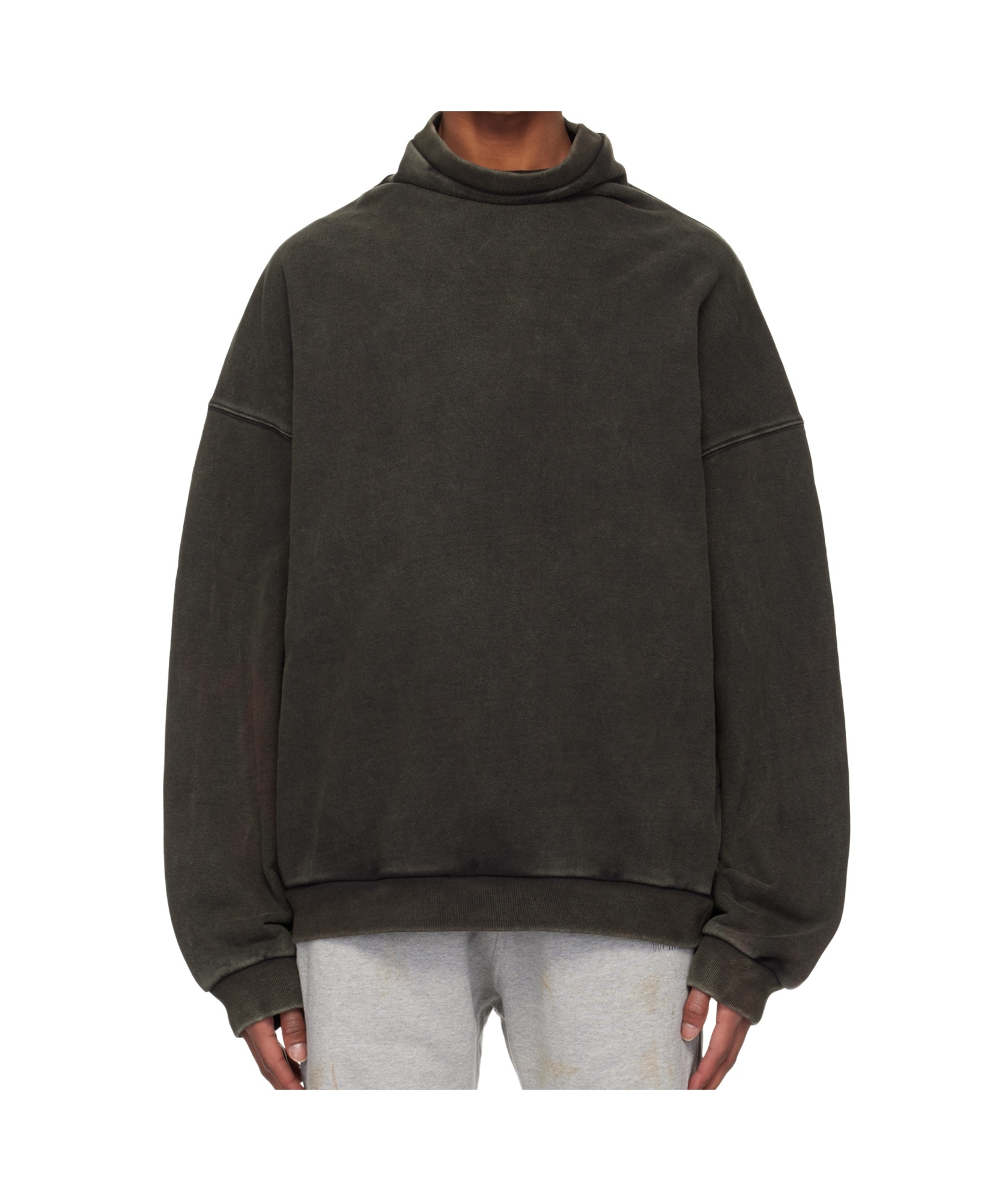 We11 Done High Collar Cotton Sweatshirt With Dropped Shoulders In Black