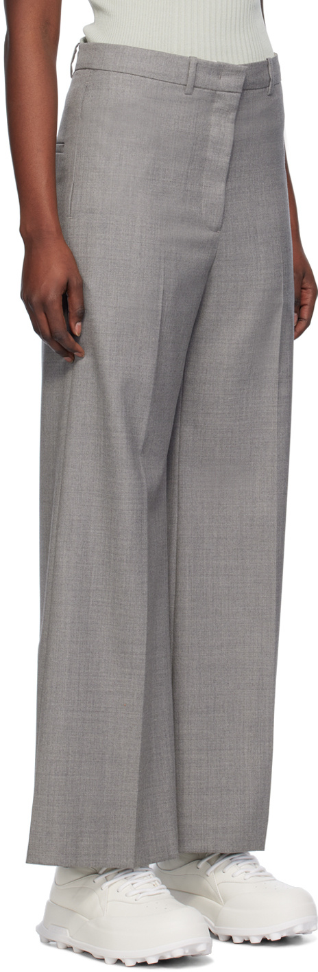 Shop Low Classic Wide-leg Pressed And Sewn Casual Pants In Gray