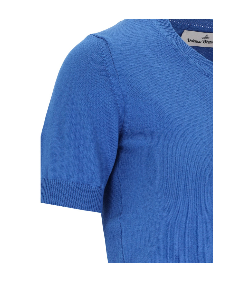Vivienne Westwood Bea Logo Cotton & Cashmere Knit Top In Blue