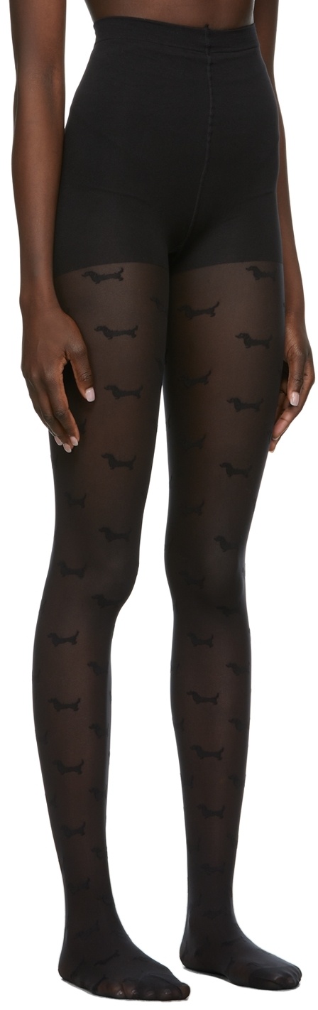 Thom Browne Hector-motif Tights In Black