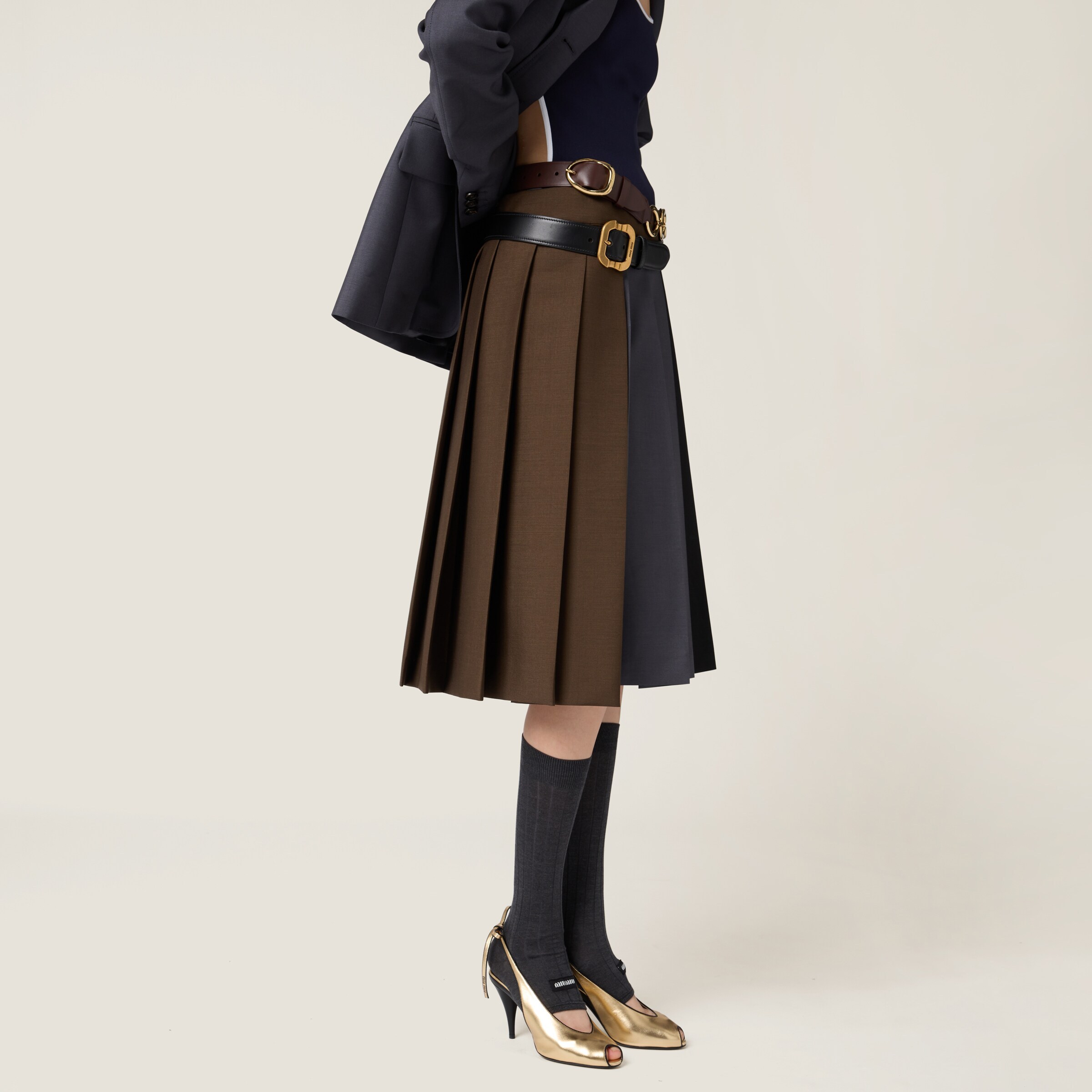 Miu Miu Pleated Skirts In Green