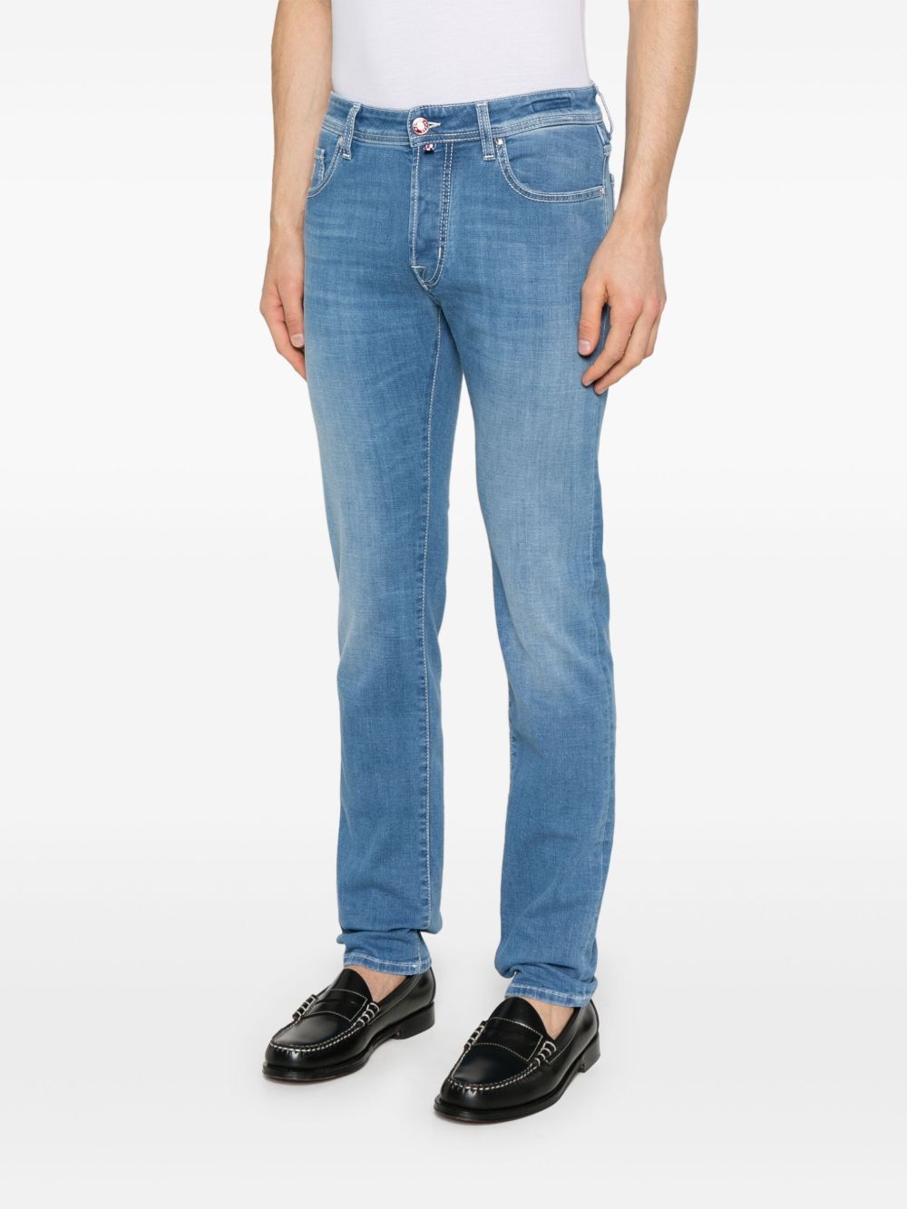 JACOB COHEN BELT LOOP DENIM TROUSERS 