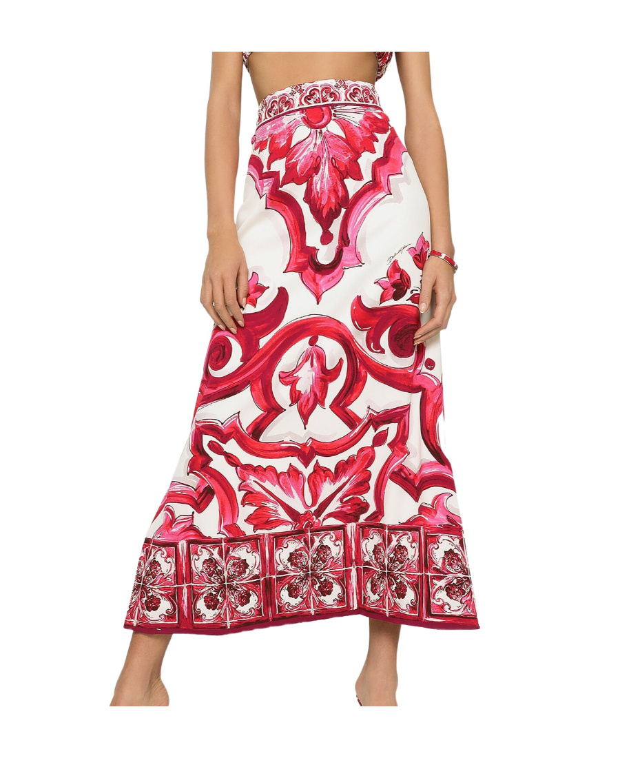 Dolce & Gabbana Majolica-print Maxi Skirt In Red