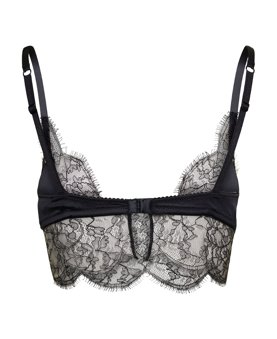 Dolce & Gabbana Lace-trim Satin Bra In Gray