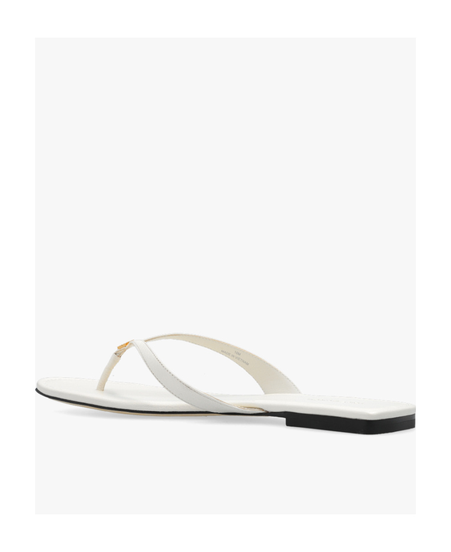 Tory Burch Capri Leather Flip Flops In White