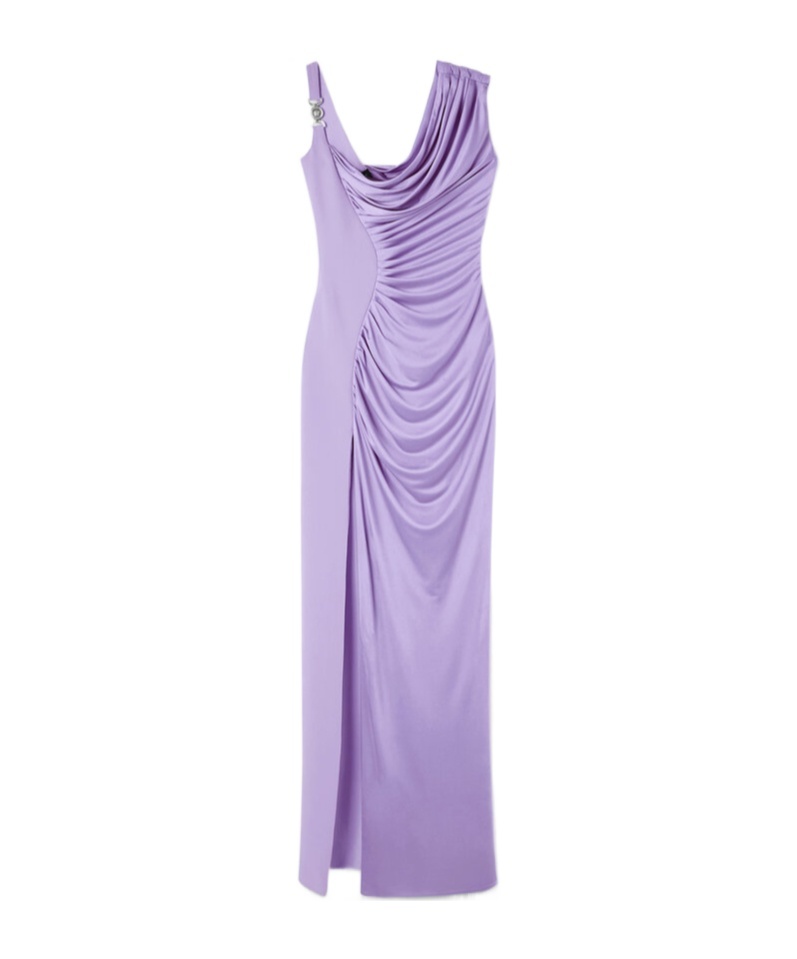 Versace Medusa '95 Draped Maxi Gown In Purple