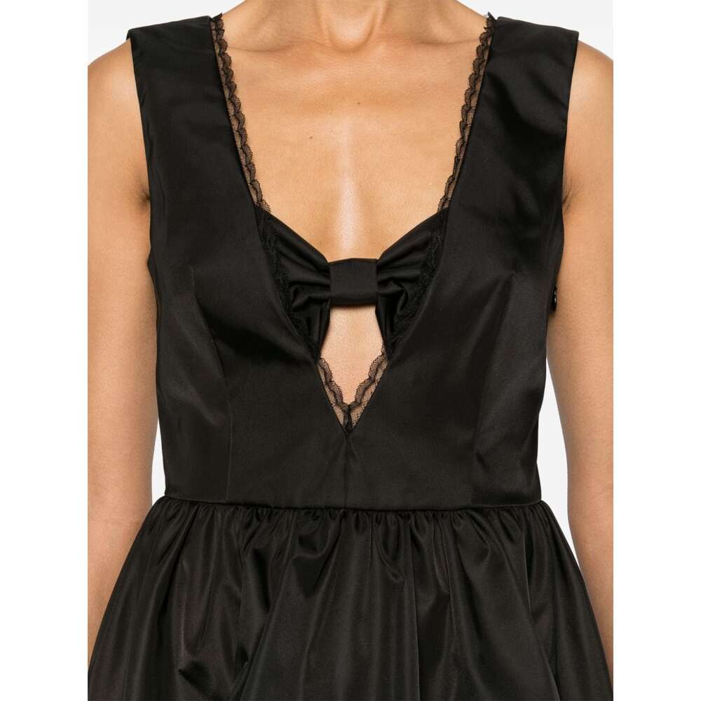 Prada Re-nylon Bow-detail Mini Dress In Black