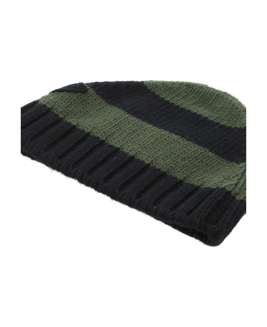 Prada Green Black Striped Beanie Hat
