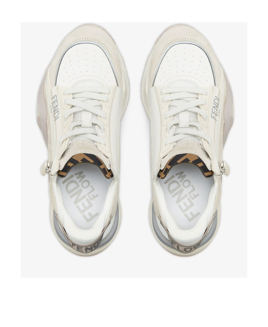 Fendi Flow Panelled Low-top Sneakers In White