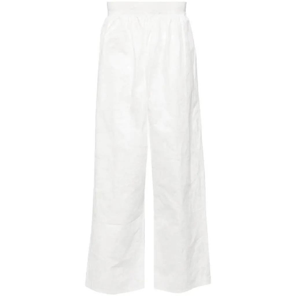 Hed Mayner Crinkled Wide-leg Trousers In White