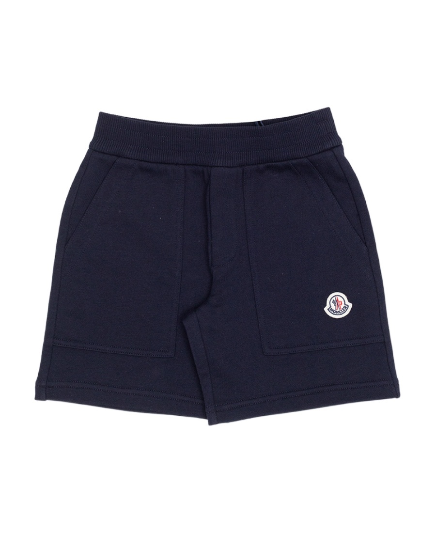 Moncler Logo-patch Cotton Shorts In Blue