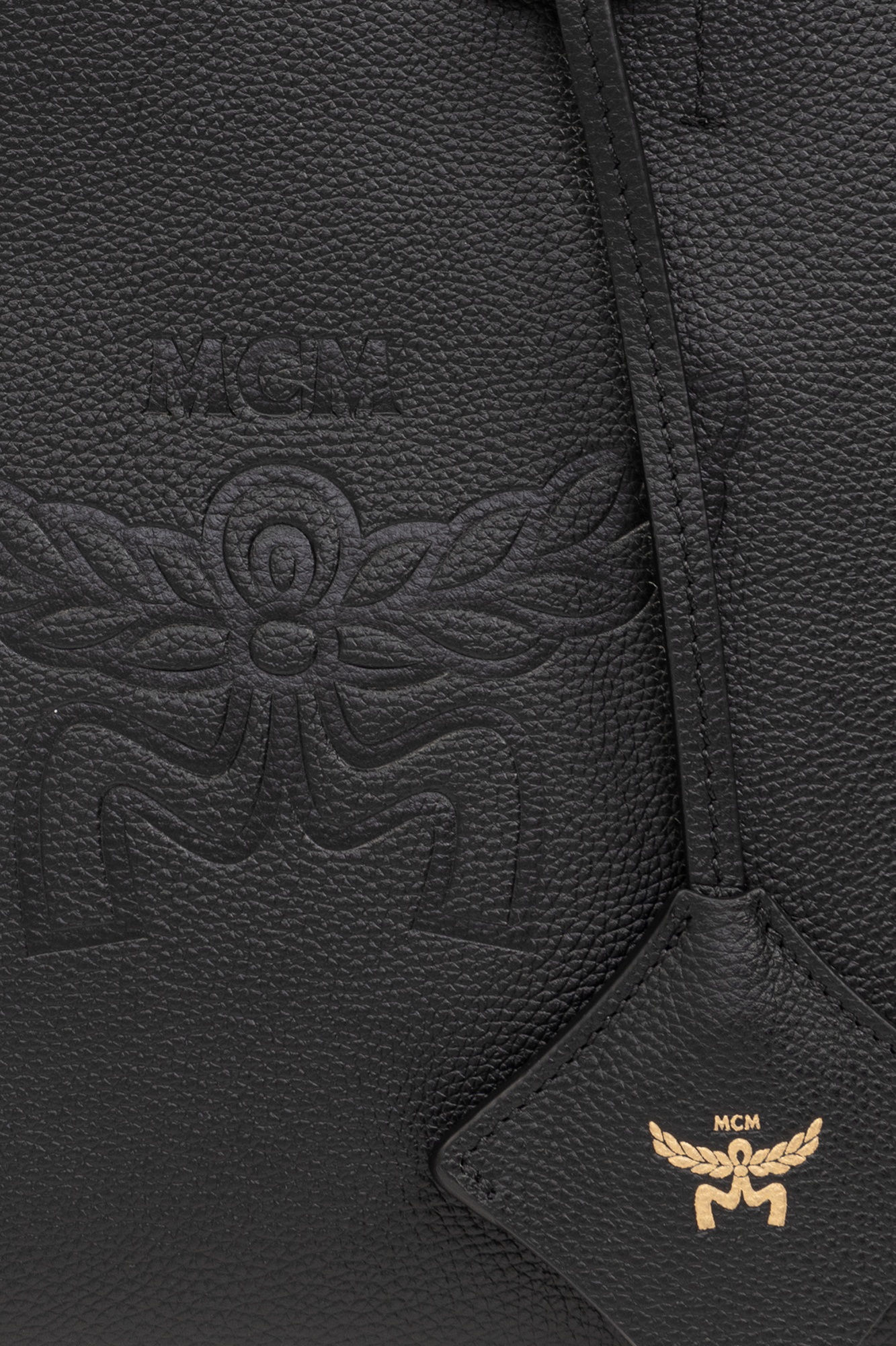 Mcm Himmel Leather Tote Bag In Black