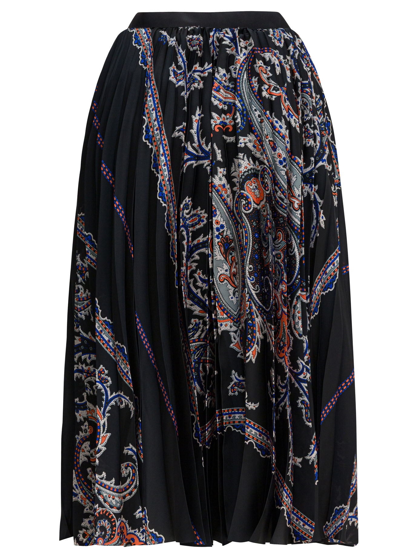 Sacai Pleated Skirt With Paisley Print Skirts Black In Black