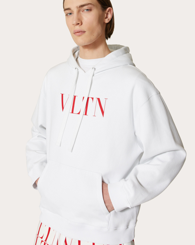 Valentino Cotton Sweatshirt With Vltn Logo In White