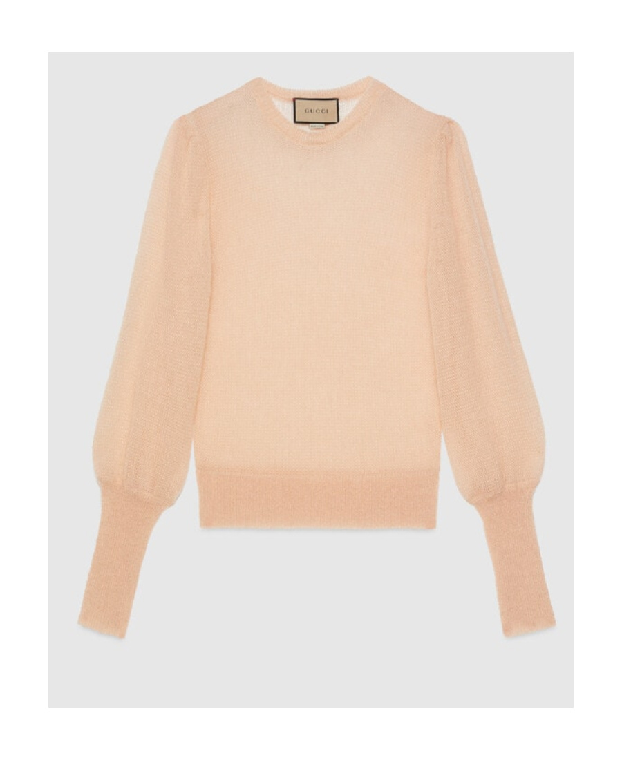 Gucci Feather-trimmed Mohair Sweater In Nude