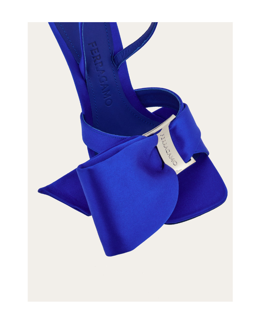 Ferragamo Helena Bow Ankle-strap Sandals In Blue
