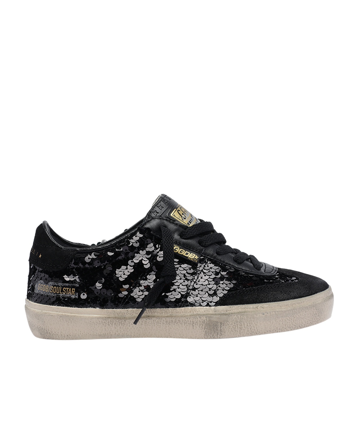 Golden Goose Sequin-embellished Round-toe Sneakers In Black
