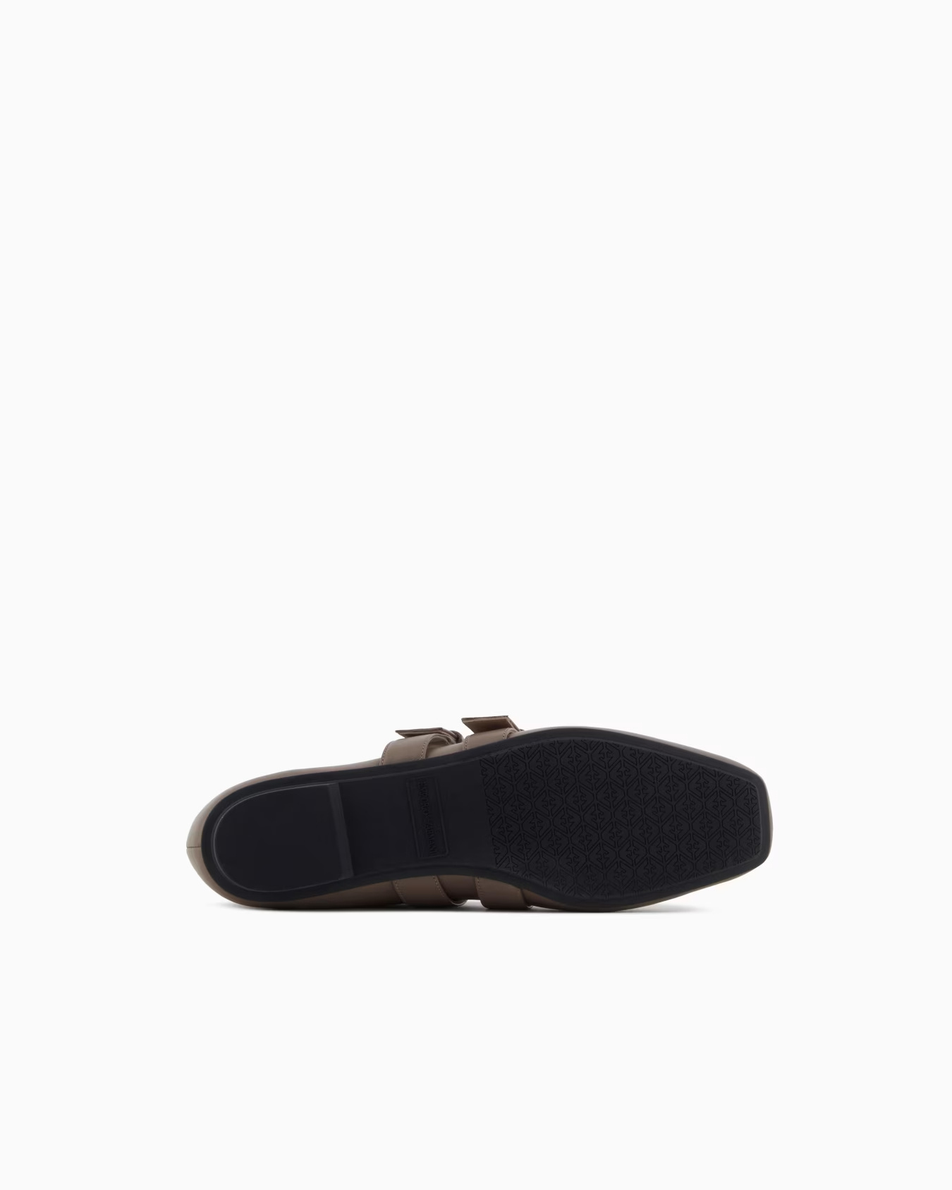 Emporio Armani Nappa-leather Square-toed Ballerinas With Double Strap In Brown