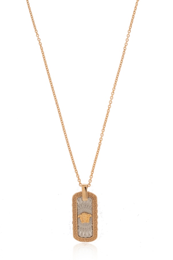 Versace Logo Necklace In Yellow