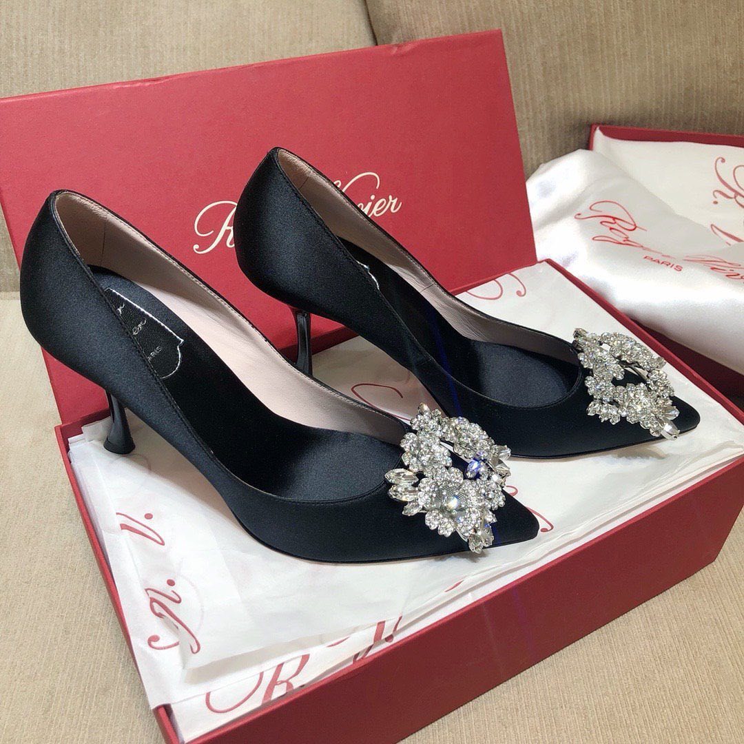 Roger Vivier Efflorescence 65 Satin Pumps In Black