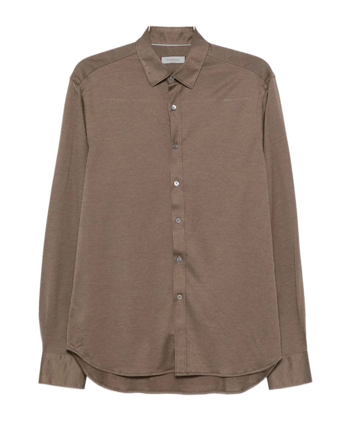 Canali Long-sleeve Cotton-blend Shirt In Brown