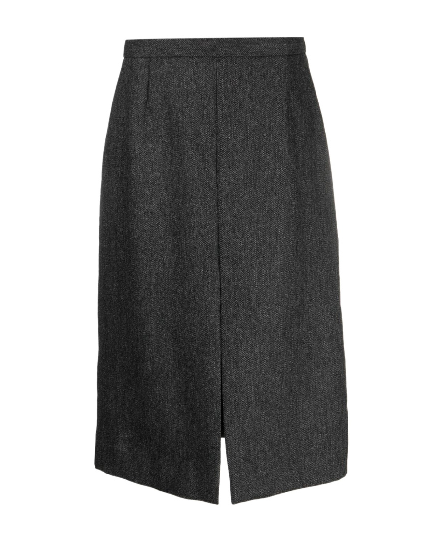 Dries Van Noten Split Half Skirt In Front Of High Waist In Black