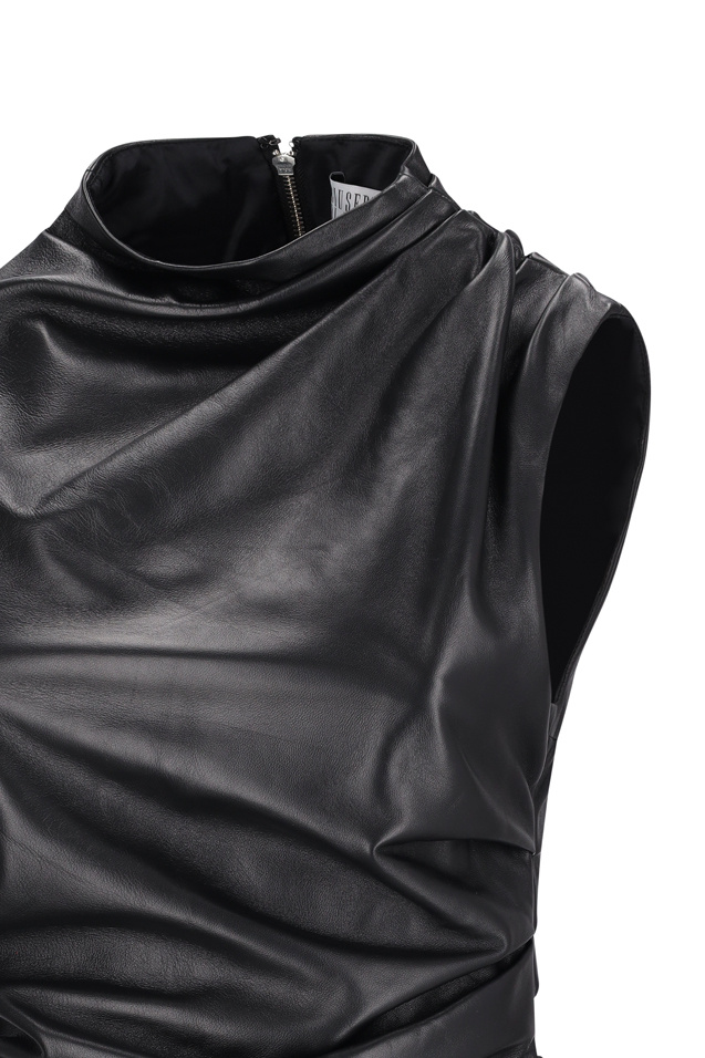 Giuseppe Di Morabito Draped Leather Top In Black