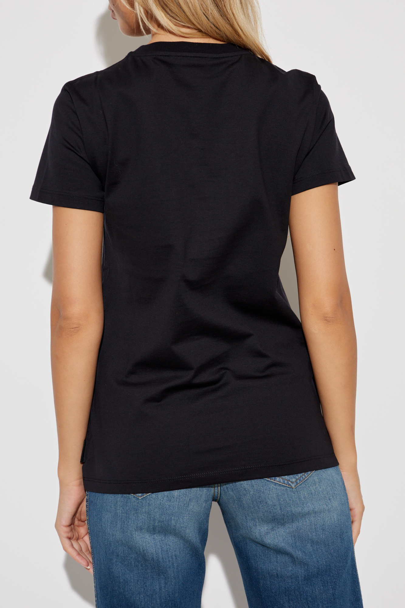 Max Mara Embellished Round Neck Top With Graphic Detail In Black