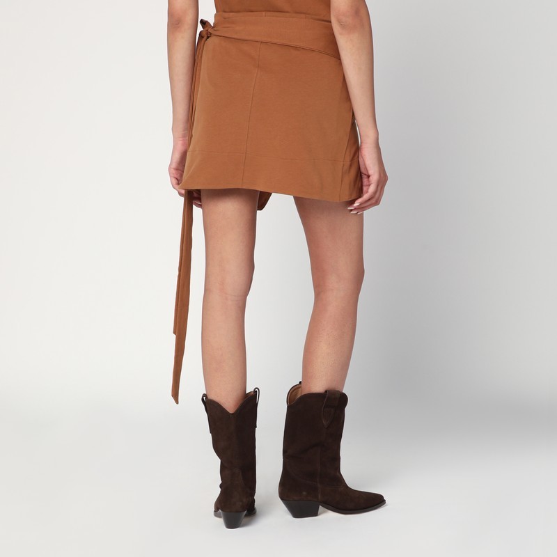Isabel Marant Berenice Skirt With Asymmetric Hem And Tie Detail In Brown