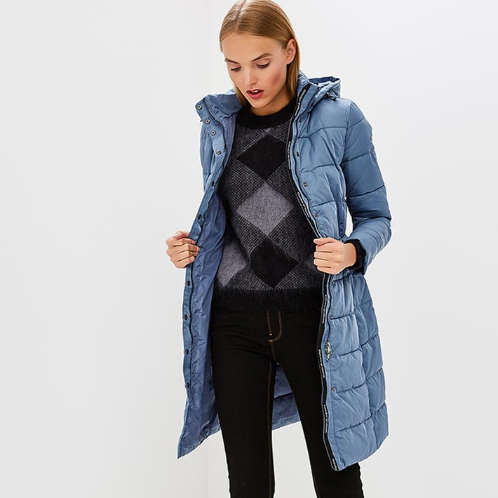 Emporio Armani A Cotton-padded Suit With A Hooded Jacket In Blue