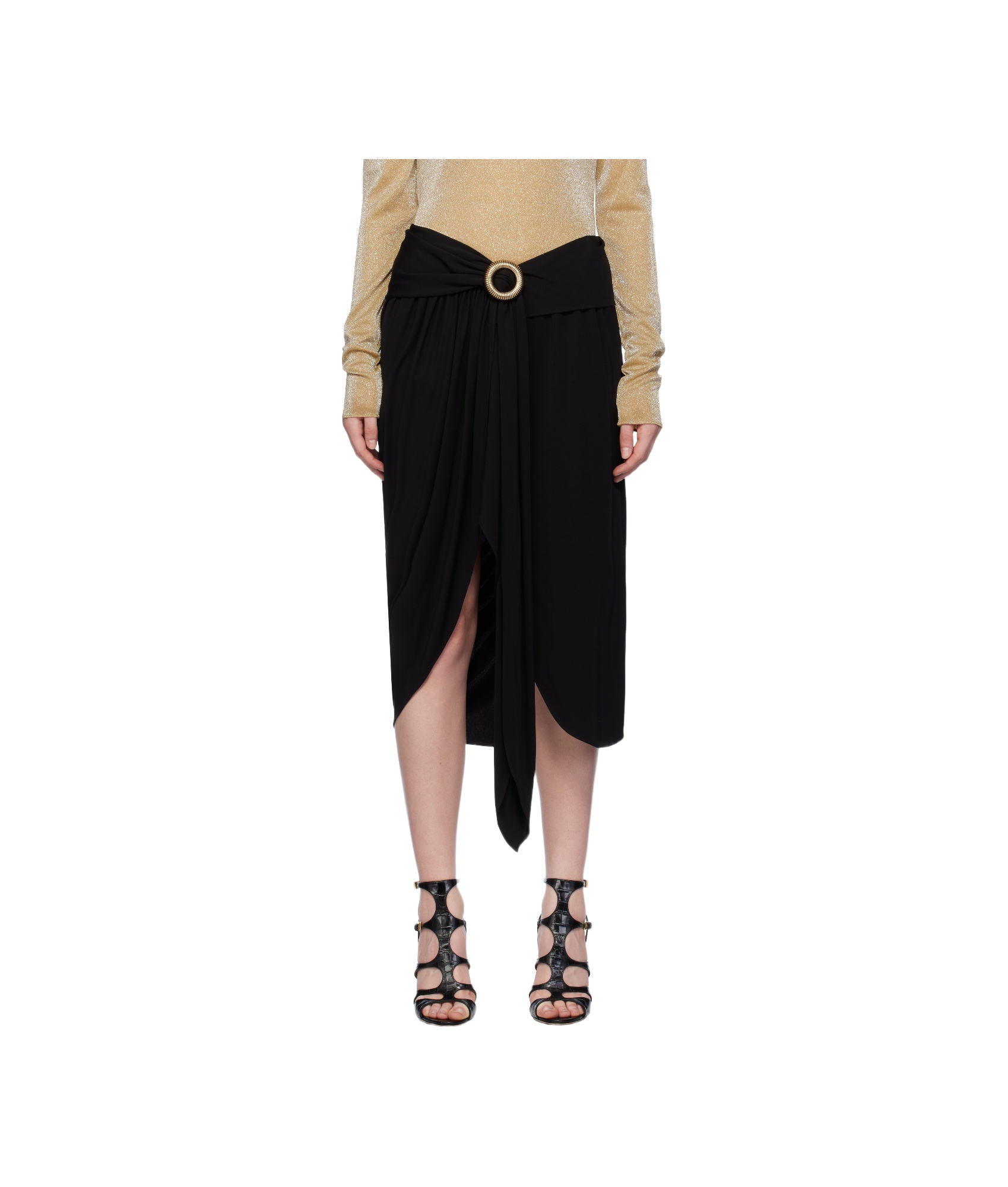 Lanvin Black Mélodie Wrap Midi Skirt In Black