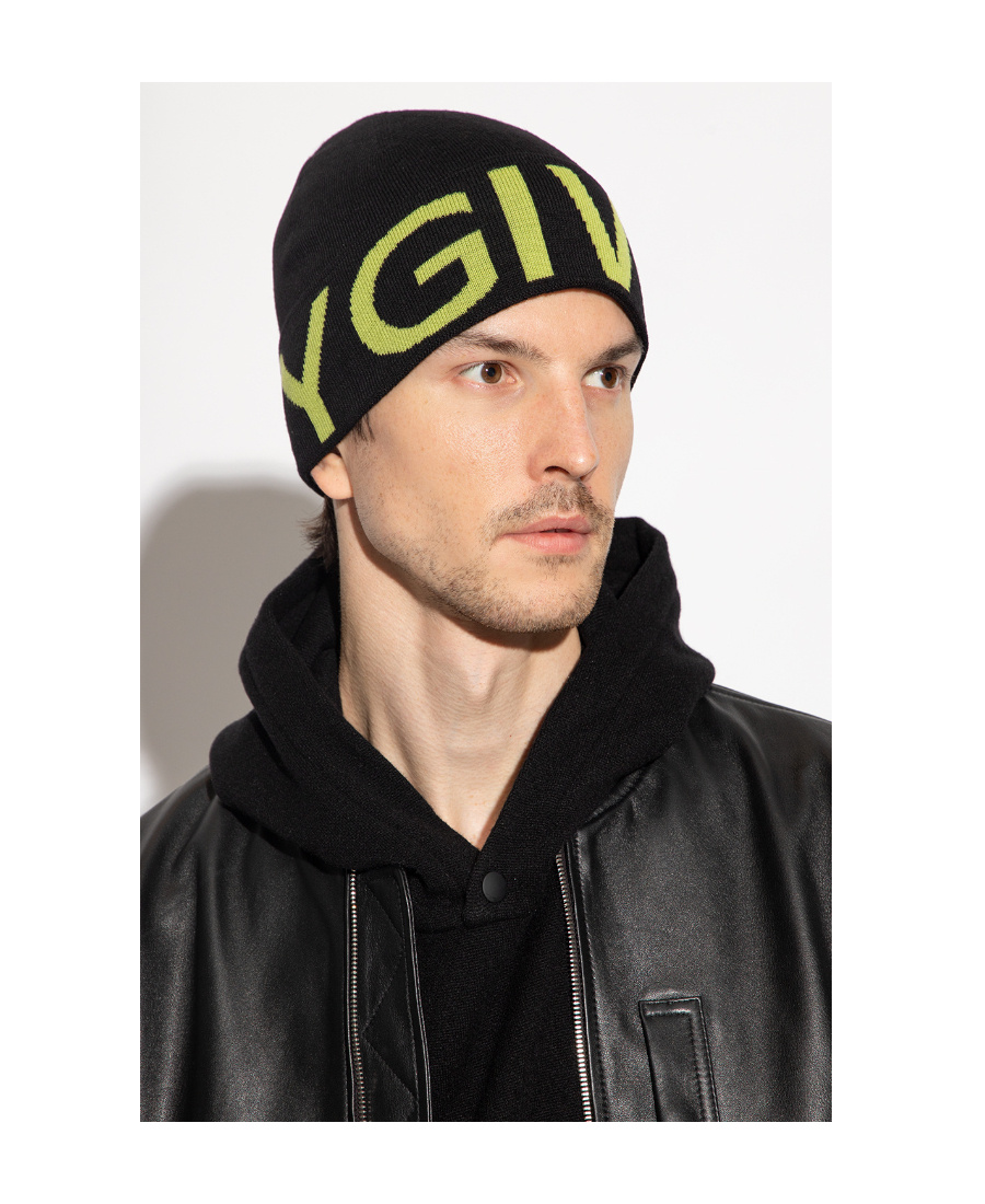 Givenchy Logo Intarsia-knit Wool Beanie In Black