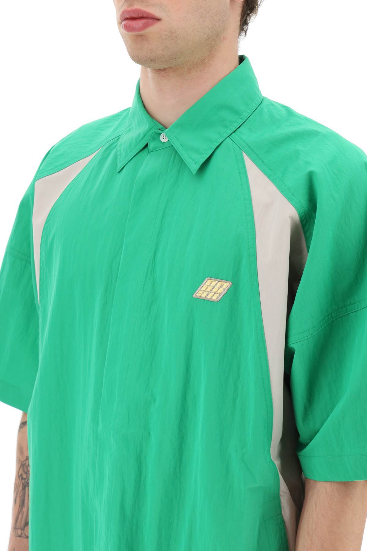 Ambush Oversized Cotton And Nylon Shirt In Green