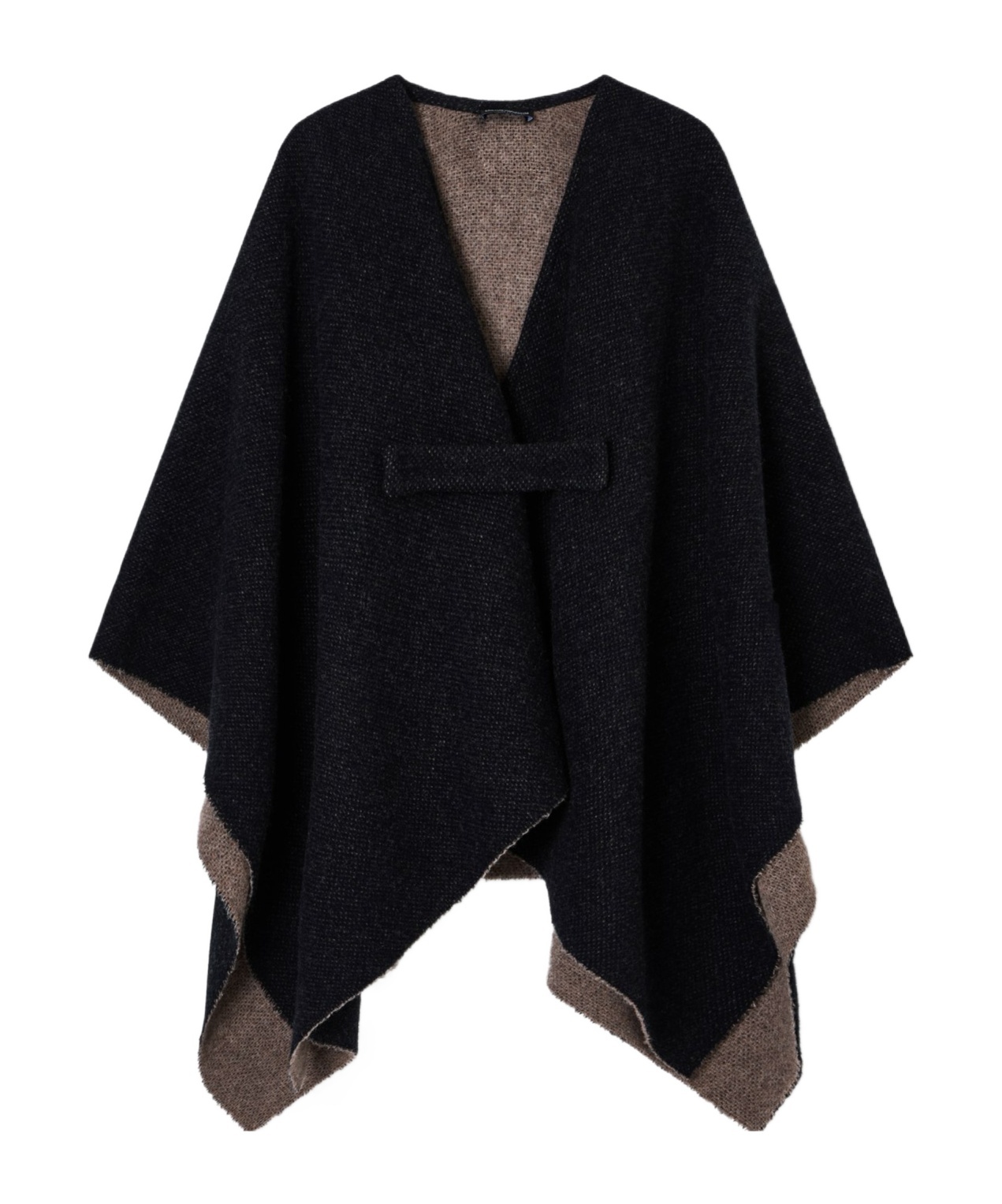 Emporio Armani Double-faced Wool Cape In Black