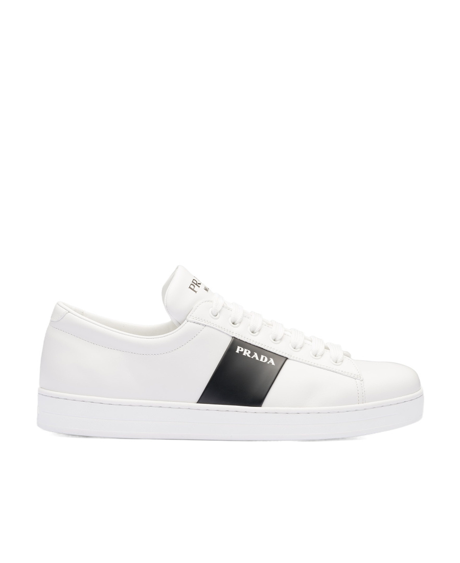 Prada White Leather Sneakers In White