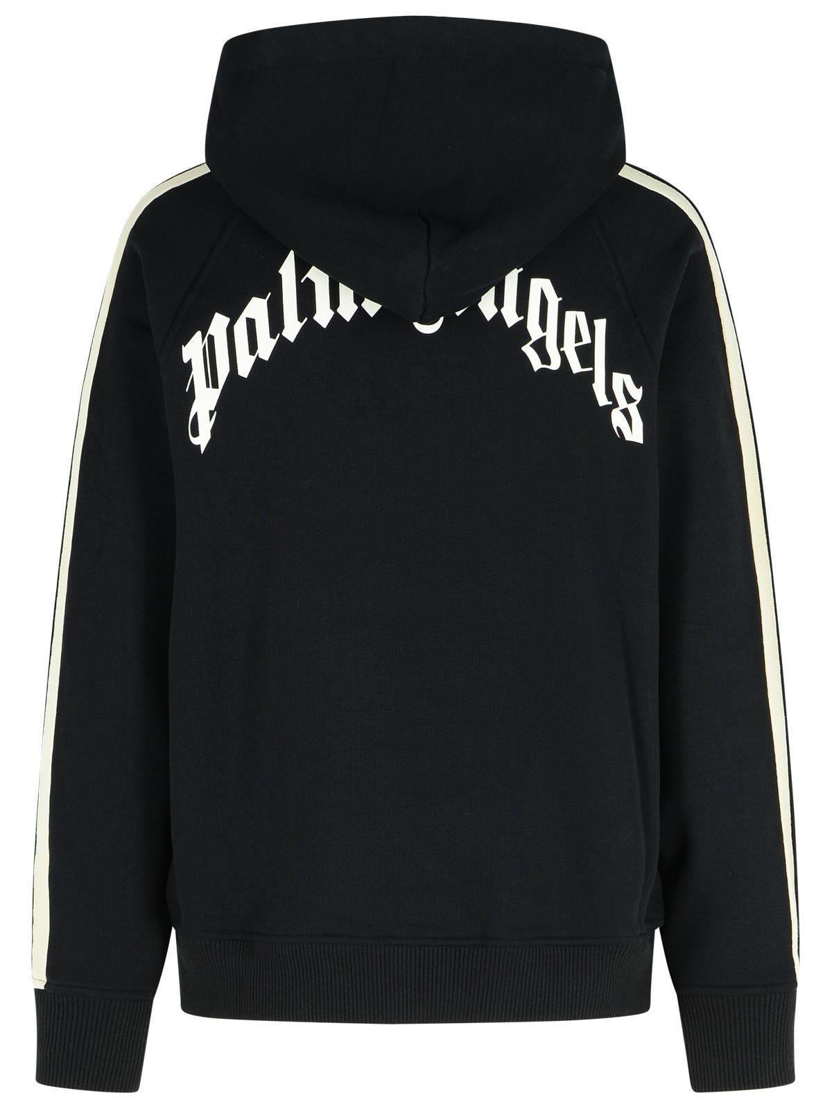 Palm Angels Black Cotton Sweatshirt Men In Black