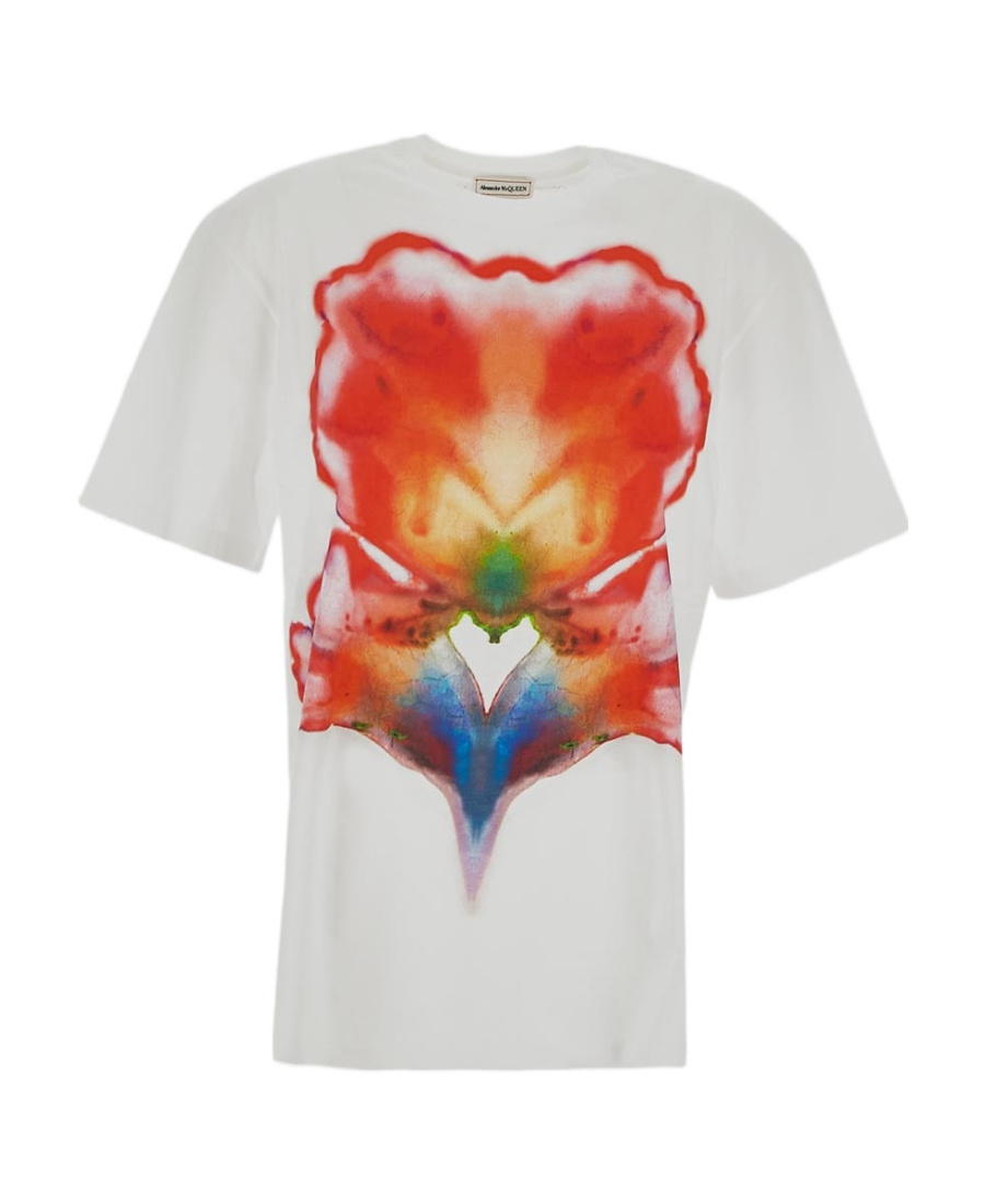 Alexander Mcqueen Abstract-print Cotton T-shirt In White