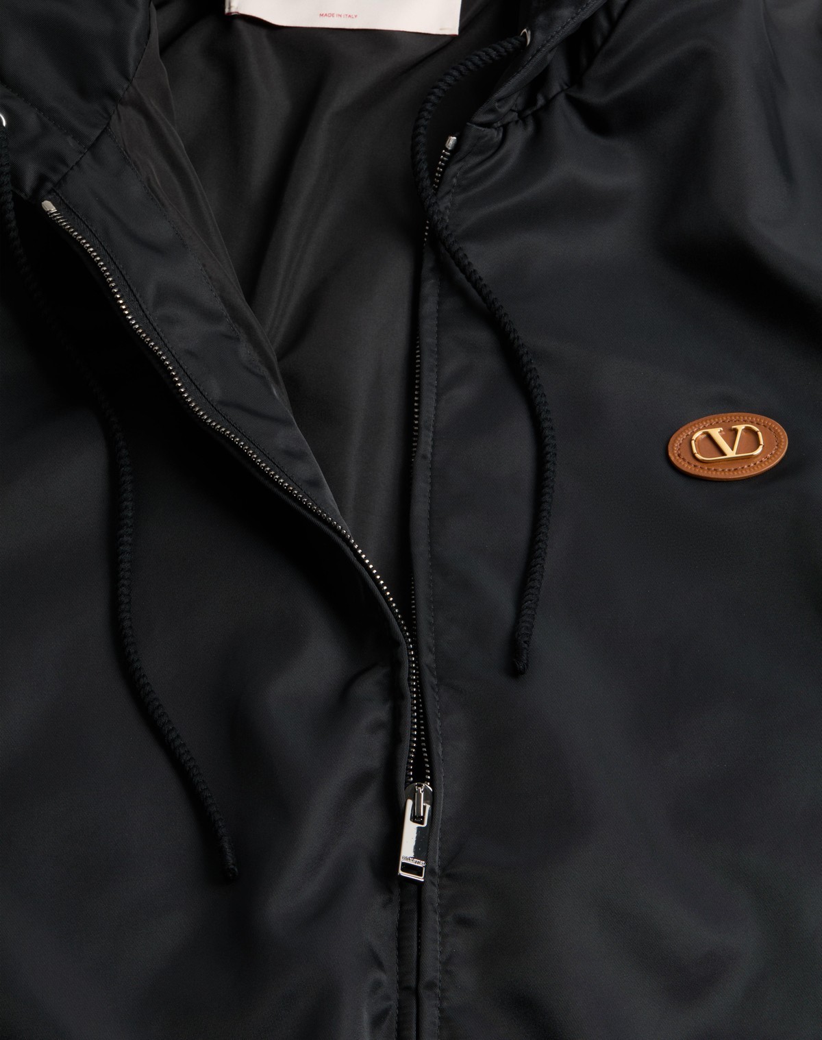 Shop Valentino Nylon Hooded Windbreaker With Vlogo Patch In Black