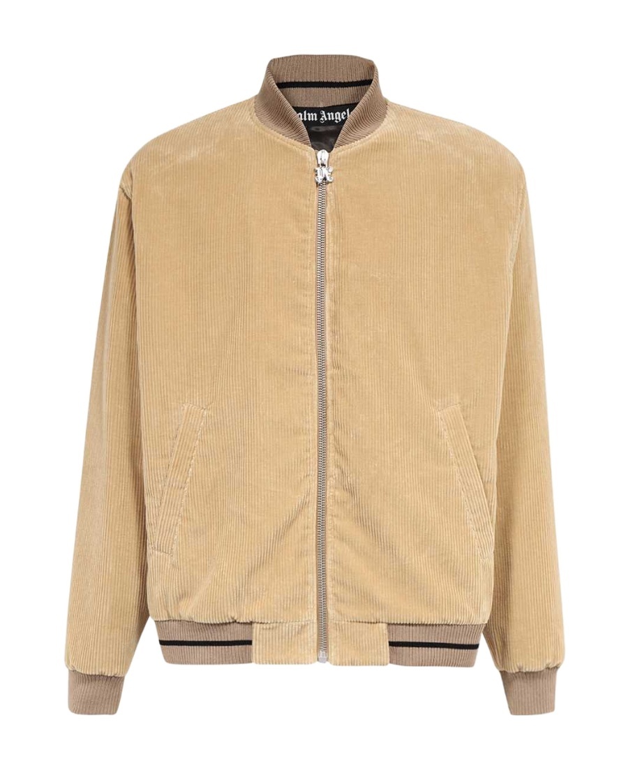 Palm Angels Corduroy Cotton Bomber Jacket In Nude