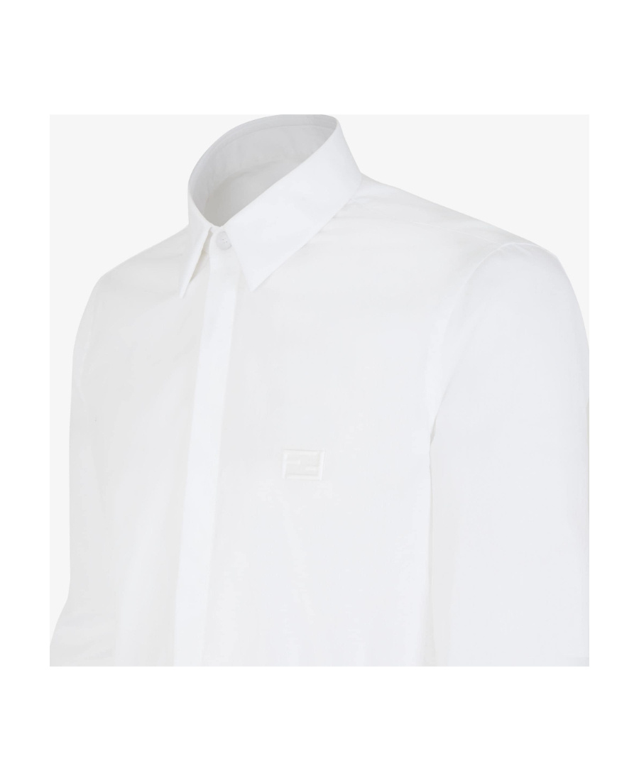 Fendi Long-sleeve Cotton Shirt In White