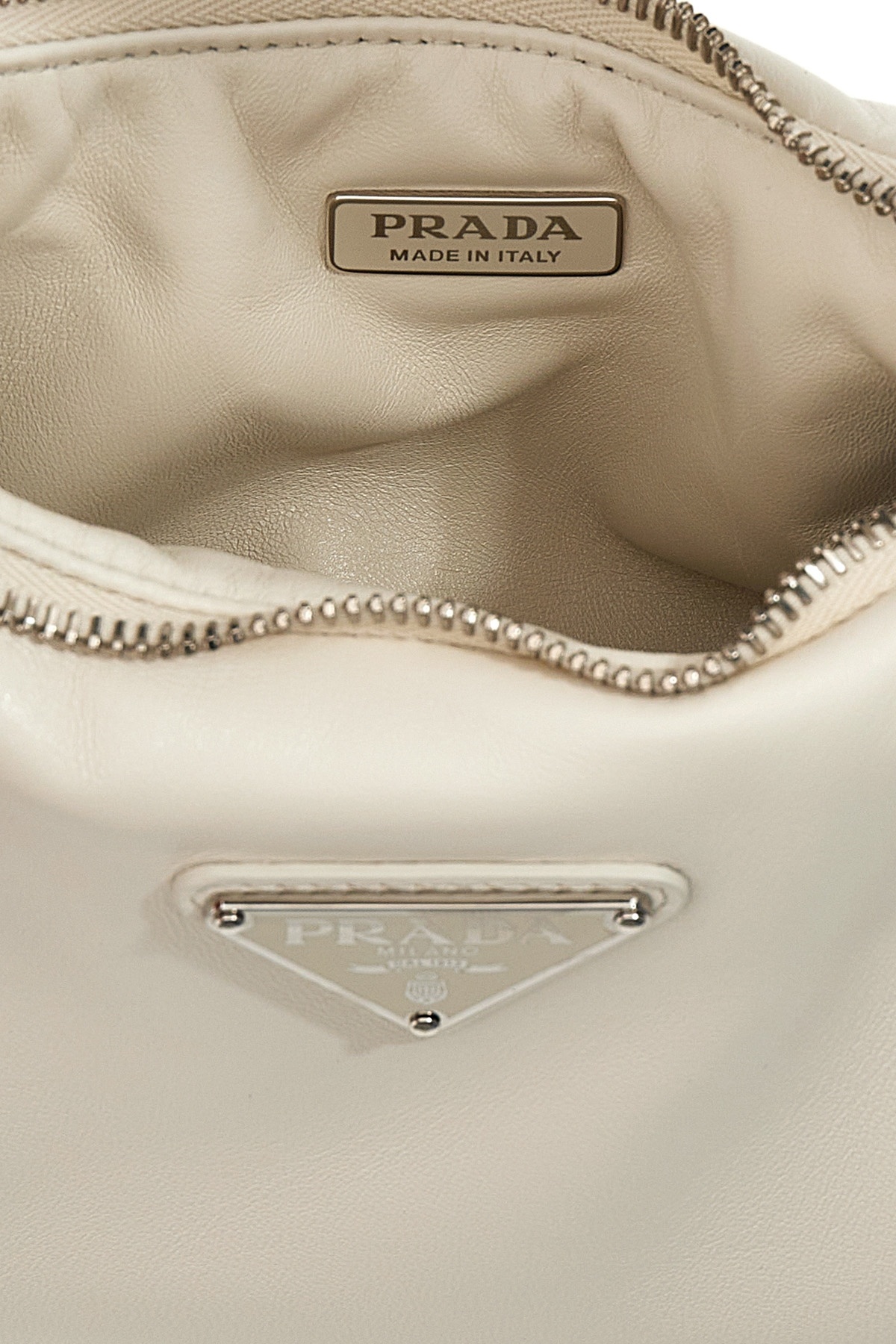 Shop Prada Logo-plaque Padded Tote Bag In White