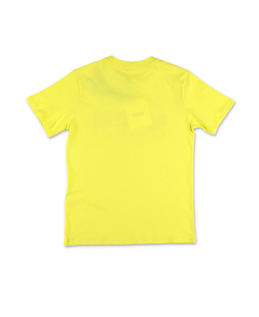 Msgm Logo Round Neck T-shirt In Yellow
