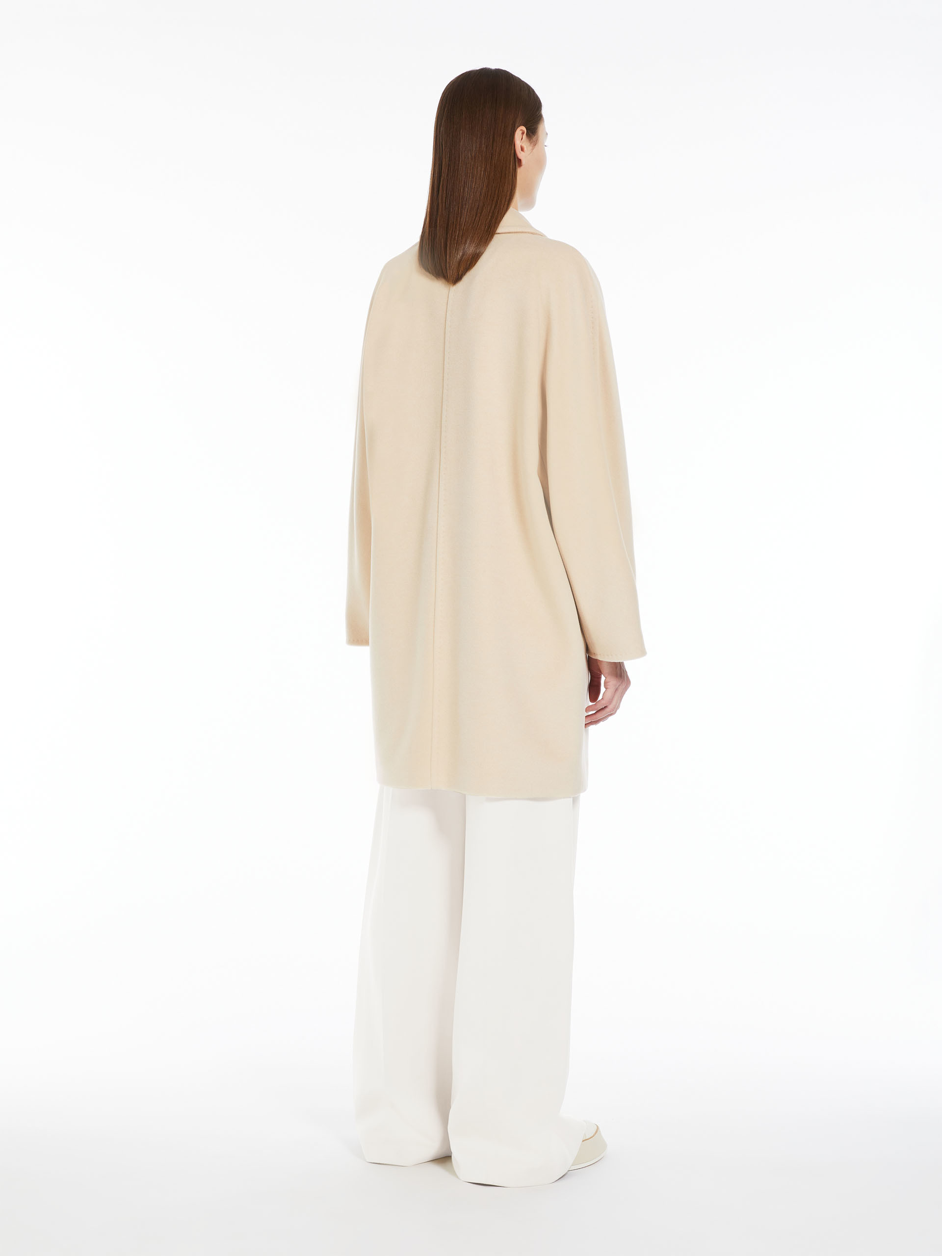 Max Mara Oversized Wool And Cashmere Coat With Lapel Collar And Kimono Sleeves In Nude