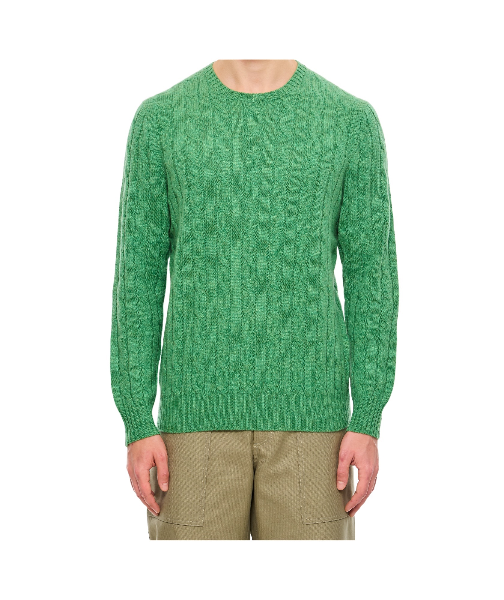 Polo Ralph Lauren Ralph Lauren Green Braided Cotton Sweater In Green