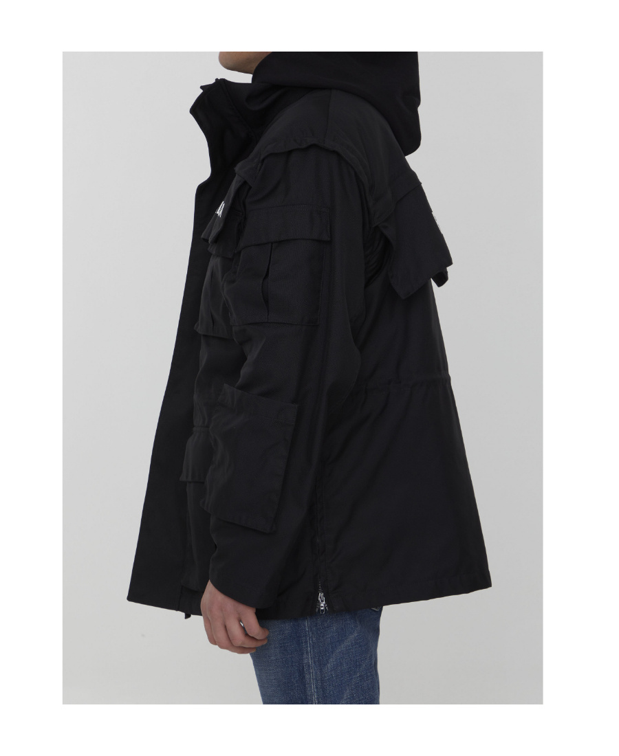 Balenciaga Logo-print Oversized Technical Parka In Black