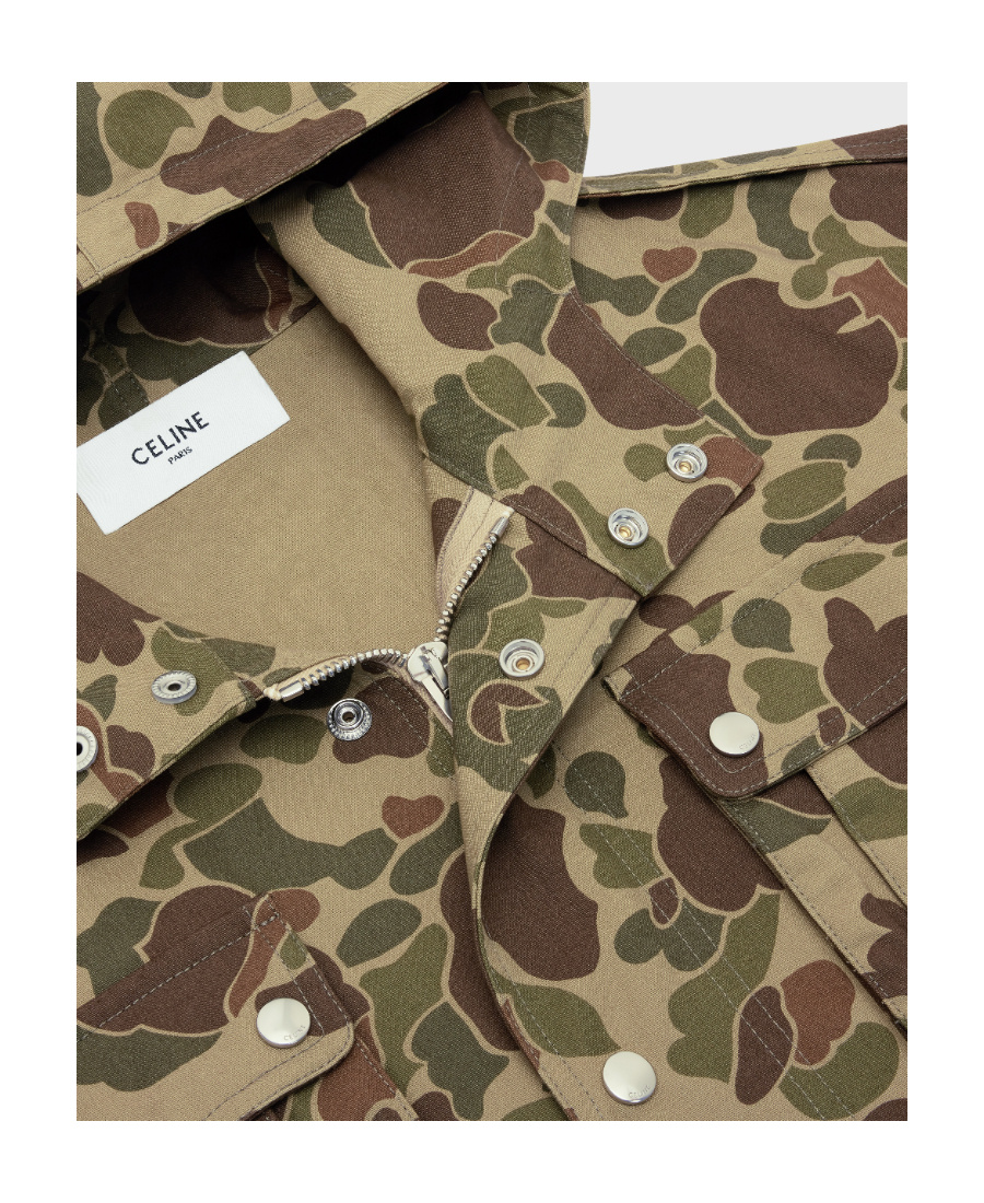 Shop Celine Military Vest In Cotton In Green
