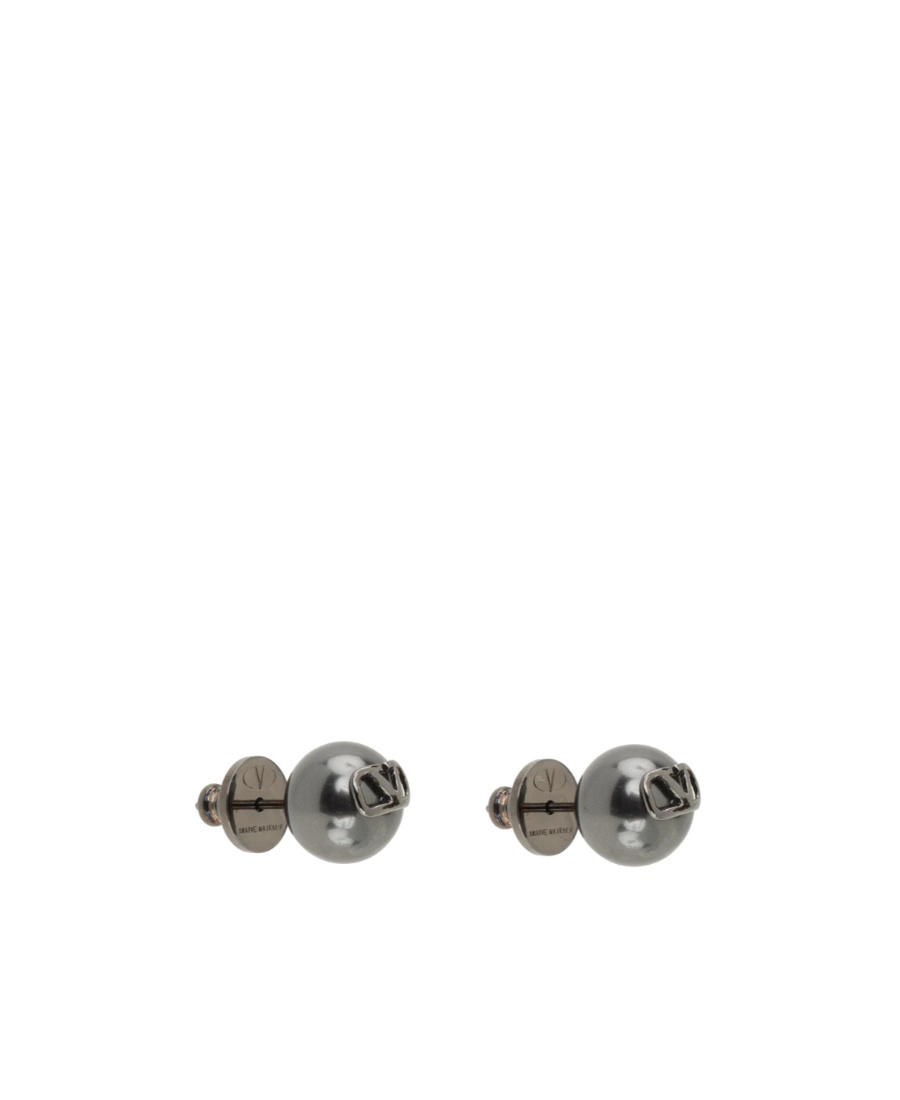 Valentino Vlogo Logo Earrings In Gray