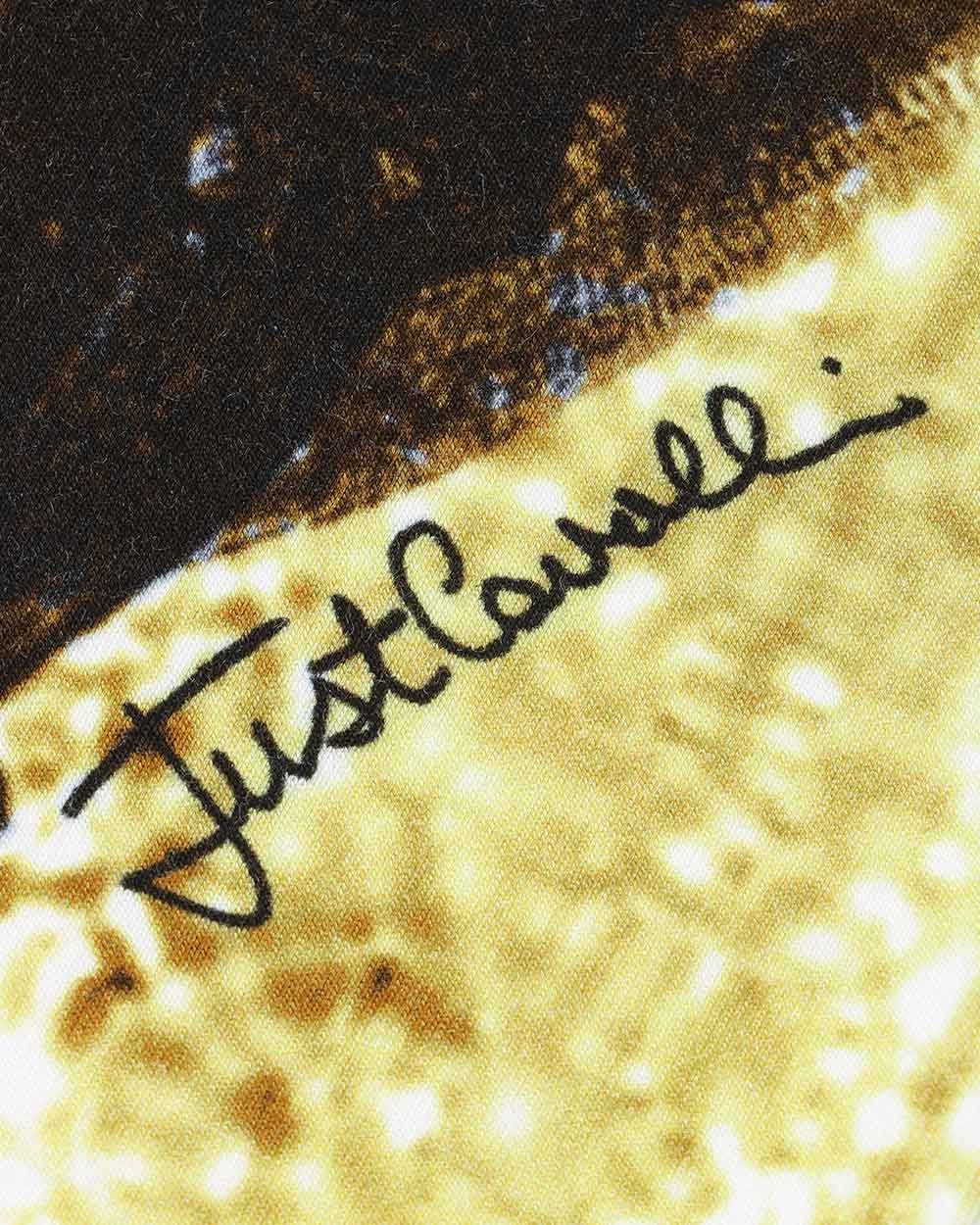 JUST CAVALLI OPEN-NECKED BLACK SHIRT